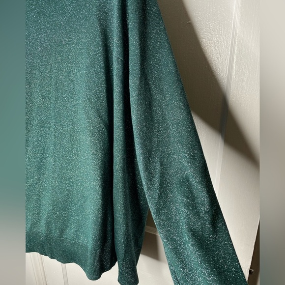 LANE BRYANT NWT Elegant Green SparkleWomen's Open Front Sweater - Picture 5 of 7